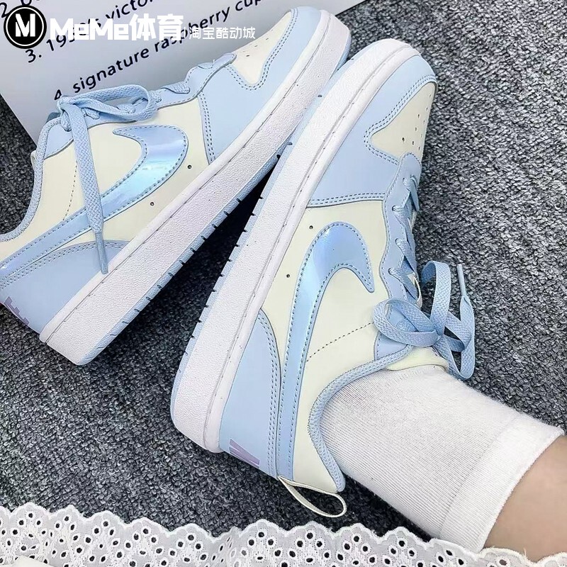 Nike Big Kids' Shoes 2025 Autumn Collection Court Macaron Milk Blue Casual Shoes Sneakers Ih4048-001