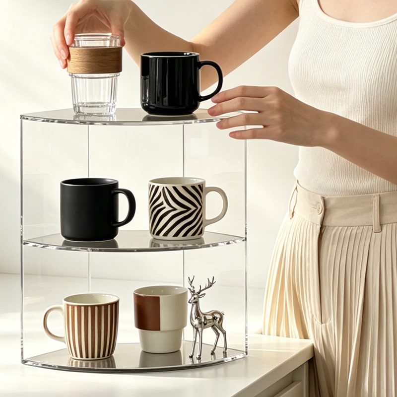 Acrylic Storage Rack Stainless Steel Desktop Decoration Multi-Layer Storage Cup Holder Cosmetics Perfume Bathroom Display Rack