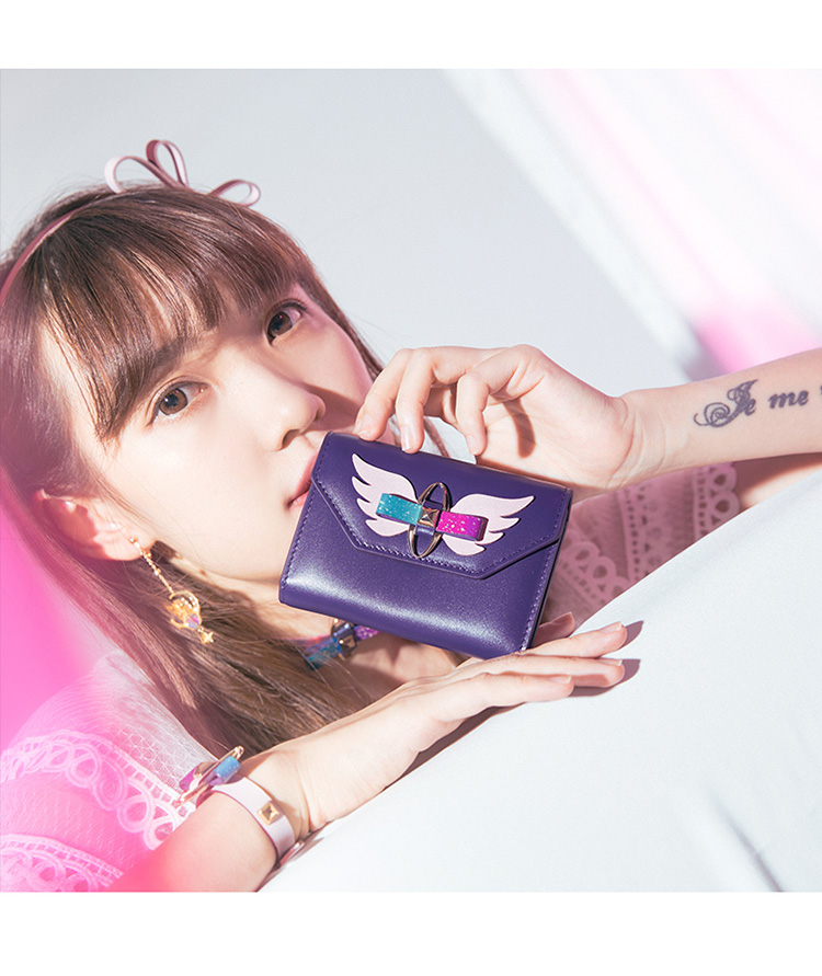<izzmi> nắp màu kỳ diệu lật túi da túi xách nữ dễ thương ví ngắn đồng xu đa chức năng ví nhỏ - Chủ thẻ ví