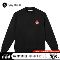 gxgjeans mens winter new black trend brand embroidery turtleneck sweater men loose casual round neck top