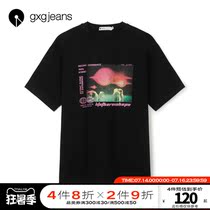 gxgjeans mens 2020 spring new black t fashion personality youth casual round neck short-sleeved T-shirt