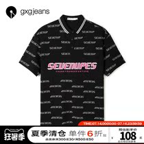 gxgjeans mens summer new polo shirt mens trend handsome street style full print casual top mens trend
