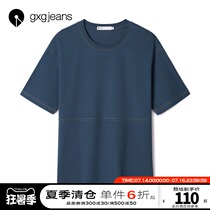 gxgjeans mens summer hot item t-shirt mens short-sleeved fashion brand casual open line loose round neck t-shirt