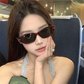 Meliya coco mirror cat eye sunglasses women's leopard print 2024 new retro narrow frame polarized sunglasses anti-uv