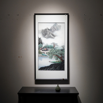 China Wind Gust Wind Cypress Scenery Pure Handmade Su Embroidered Embroidery Painting Xuanguan Aisle Hallway Hall Living Room Decoration Painting Finished Product