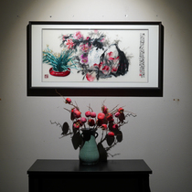 New Chinese Style Pure Handmade Su Embroidered with Ping An Birthday Festive and Finished Book Room Sofa Living-room Decoration Painting