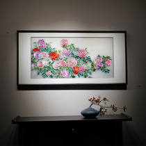 New Chinese style Auspicious Ruyi Ruyi pure hand Su embroidery embroidery with frame sofa Background TV wall Living room Decorative Painting