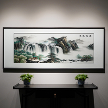 Chinese style atmospheric landscape long-standing hand-embroidered embroidery painting sofa background wall living room decoration painting with frame
