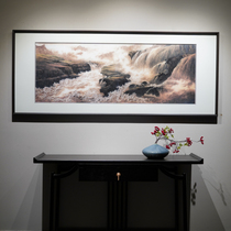 China Wind and Yellow River Atmospheric landscape painting Pure hand Su embroidery Embroidery Painting Sofa background wall Book room Living Room Decoration Painting