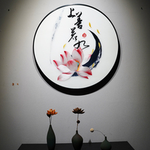 New Chinese style round upper good if water finished product with frame handmade Su embroidery embroidery Xuanguan gangway Living room Decorative Painting