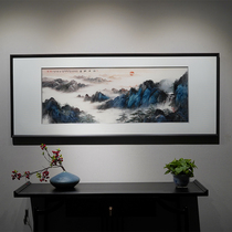 Chinese style atmospheric landscape picturesque handmade Su embroidery sofa background wall TV Wall living room decoration painting
