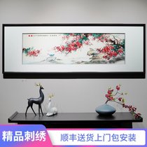 New Chinese modern decorative painting flowers and birds boutique hand embroidered sofa background wall living room can be customized hanging painting