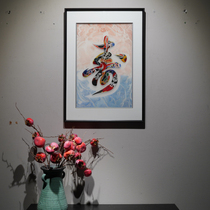 New Chinese style Fushou allegory calligraphy and painting pure hand Su embroidery embroidery with frame small dining room Painted Living Room Decoration Painting