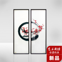 Ya Yun new Chinese style classical art entrance modern decorative painting handmade embroidery model room hanging hotel background wall