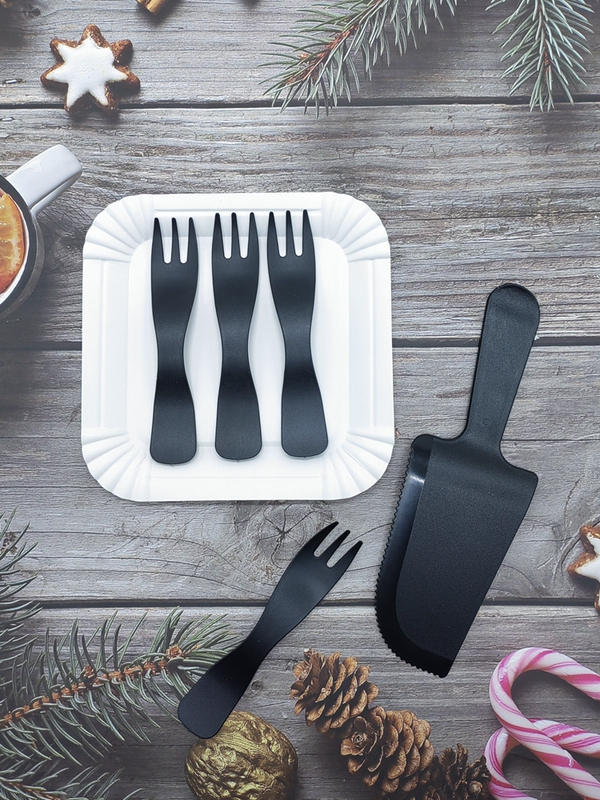 Cake Plate, Knife, Fork, and Plate Set, Disposable Square Paper Plates, Wavy Fork Combination Tableware, Party Supplies