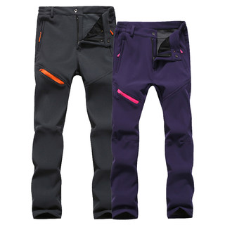 New Style Softshell Pants for Men and Women, Windproof, Waterproof, Fleece-Lined, Outdoor Autumn and Winter Hiking Warm Mountaineering Pants