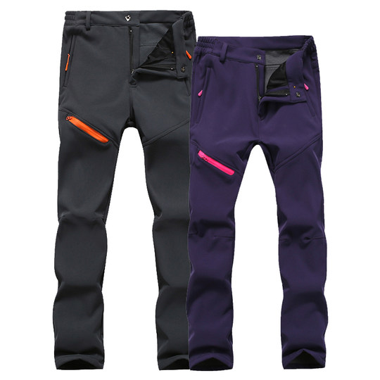 New Style Softshell Pants for Men and Women, Windproof, Waterproof, Fleece-Lined, Outdoor Autumn and Winter Hiking Warm Mountaineering Pants