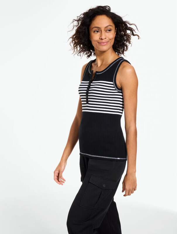 Talbots Ribbed Vest July Striped 58% Cotton 37% Modal 5% Spandex Includes Direct Shipping Talbots Ribbed Vest July Striped 58% Cotton 37% Modal 5% Spandex Includes Direct Shipping