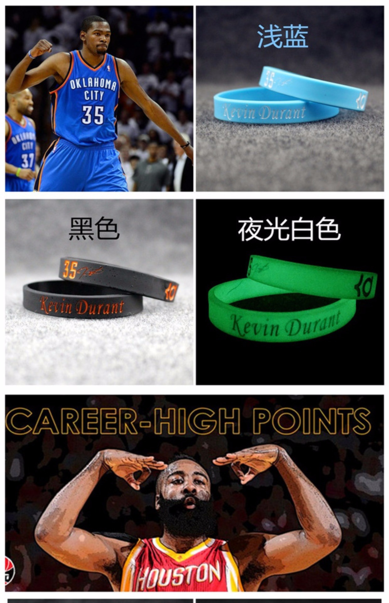 Vòng đeo tay bóng rổ đặc biệt Silicone Sports Dây đeo cổ tay Star Harden Kobe Bryant Curry James Owen Vòng đeo tay phát sáng - Vòng đeo tay Clasp dây đeo tay