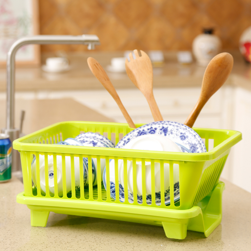 Large plastic cupboard drain bowl rack with lid bowl chopsticks tableware storage box put dish rack drip bowl tray shelf