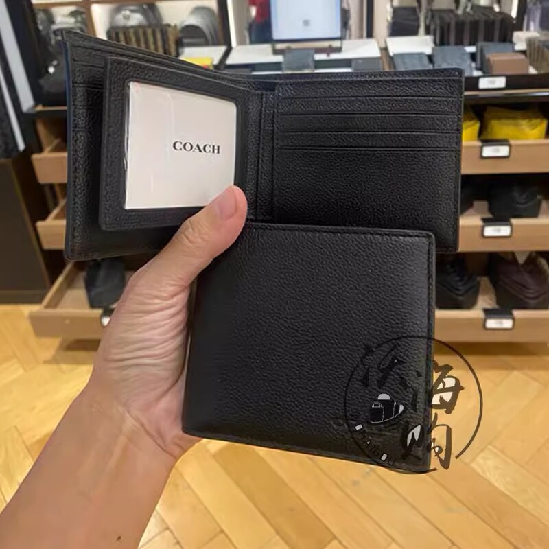 In-Stock in the Usa COACH Men's Short Wallet with Lychee Pattern 74993 67630 74991 In-Stock in the Usa COACH Men's Short Wallet with Lychee Pattern 74993 67630 74991