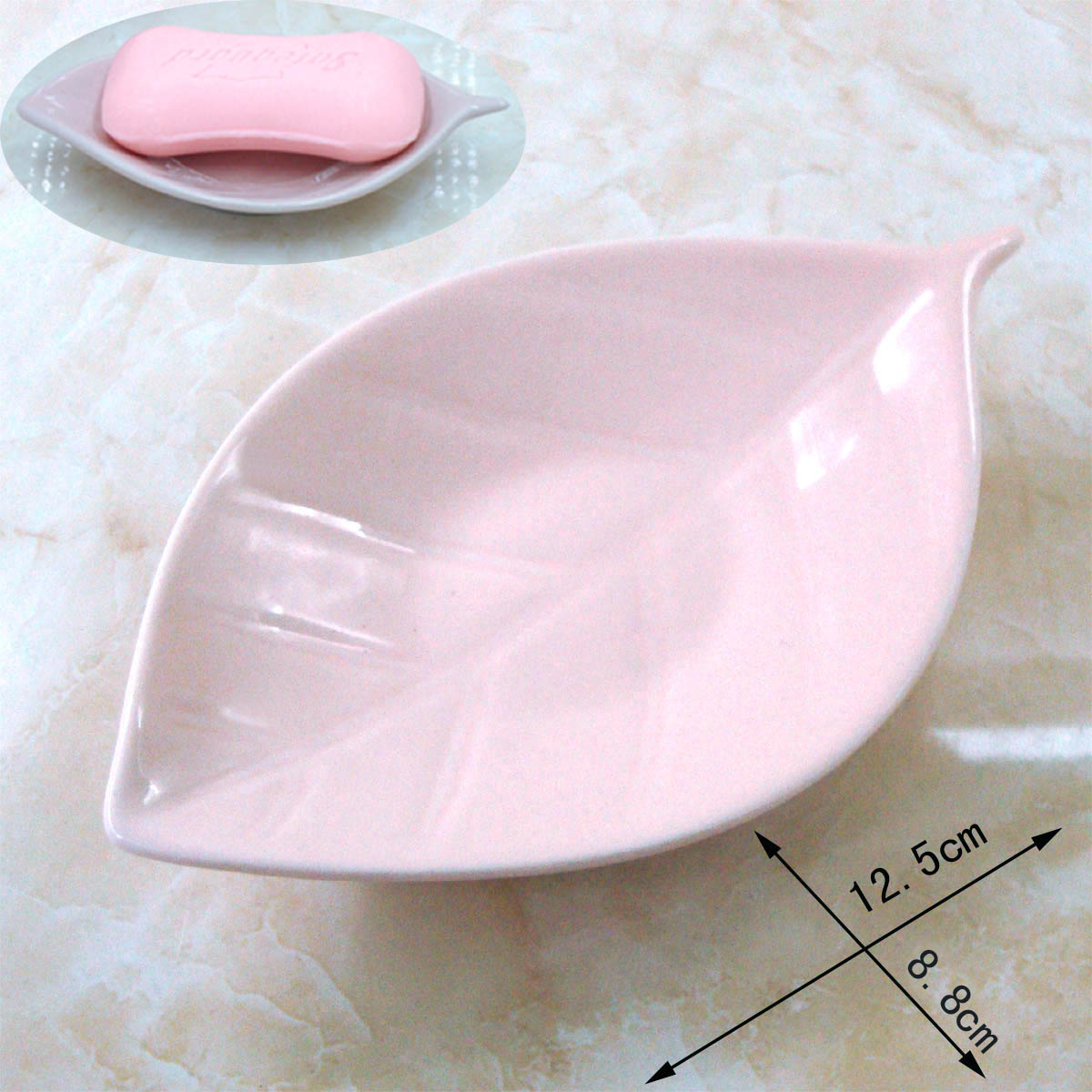 Ceramic soap dish pink leaves handmade small soap box hotel B&B hotel disposable small soap tray