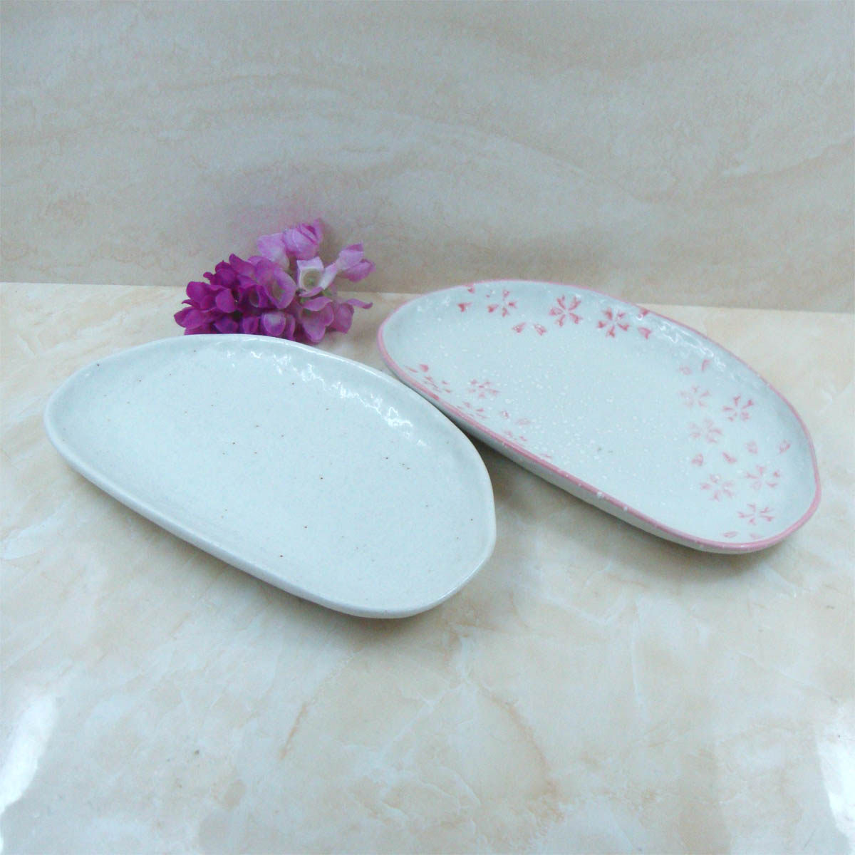 Japan-style Irregular Pan Sushi Dish Han Style Bubble Plate Spray Point Handcolored Red Flower Sweet 5
