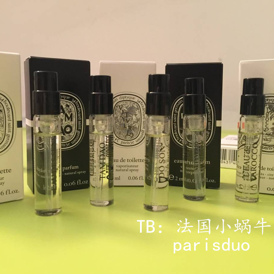 Any 3 French counters diptyque figs, morning lilies and other test tubes with original perfume test kits
