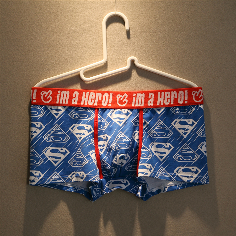 Cartoon trendy men's underwear with personalized printing low-waist cotton boxer youth U-convex slim-fit sports boxer