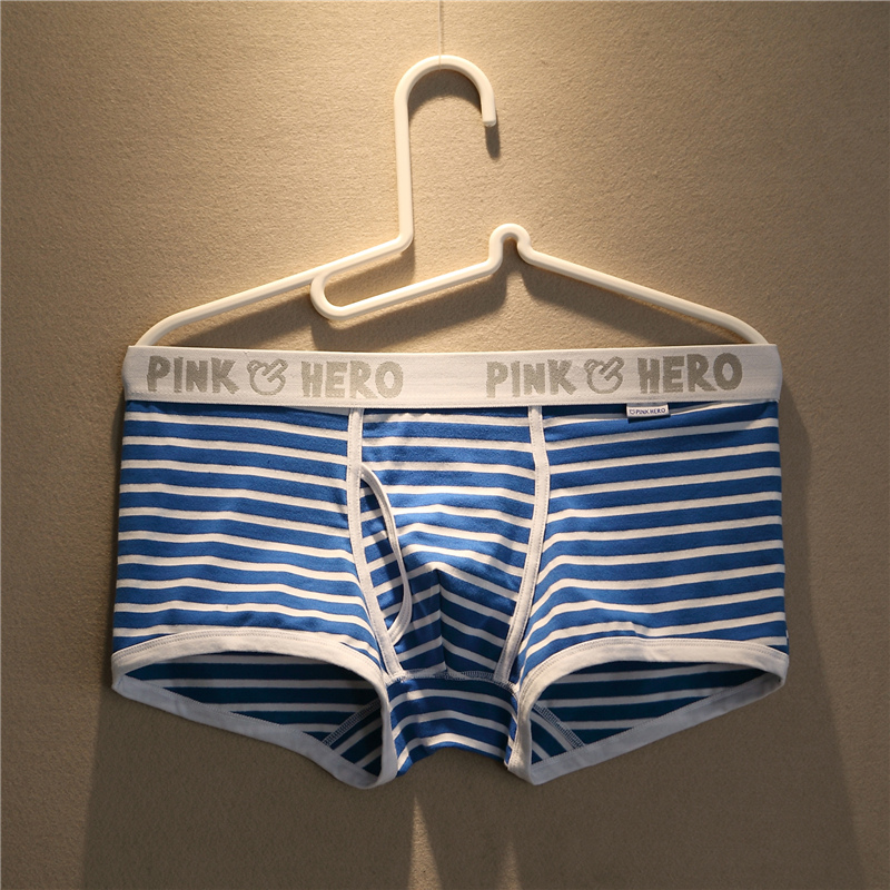Men's underwear summer pure cotton low waist pants youth sexy sports stripes breathable and comfortable quadruple pants large yards