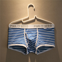 Mens Underwear Summer Cotton Low Waist Boxer Youth Sexy Sports Stripe Breathable Comfortable Boxer Pants Large Size