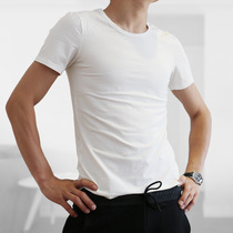 Men Modale Cotton Fixed T-shirt Summer Han Edition Short sleeve pure color simple casual round-collar blouse