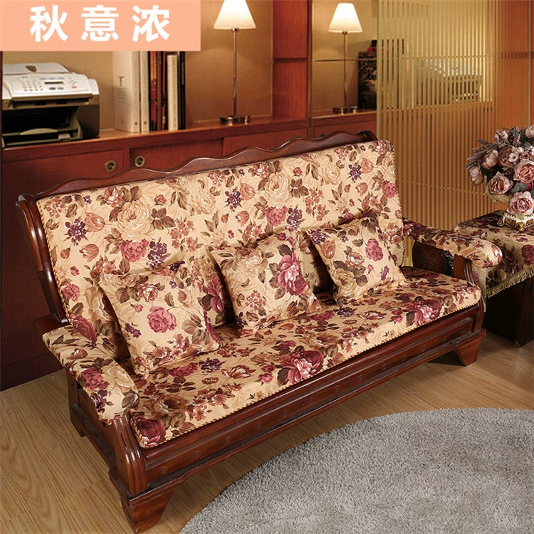 Sofa gỗ đệm với tựa lưng mùa đông gỗ gụ nội thất ghế gỗ gỗ mùa xuân và mùa thu ghế đệm bọt biển dày