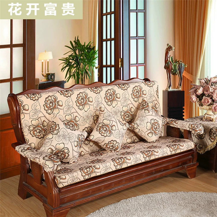 Sofa gỗ đệm với tựa lưng mùa đông gỗ gụ nội thất ghế gỗ gỗ mùa xuân và mùa thu ghế đệm bọt biển dày