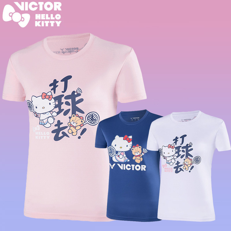 Victor Hello Kitty Series Badminton Clothes Short Sleeve Sportwear Round T-KT202 Katie