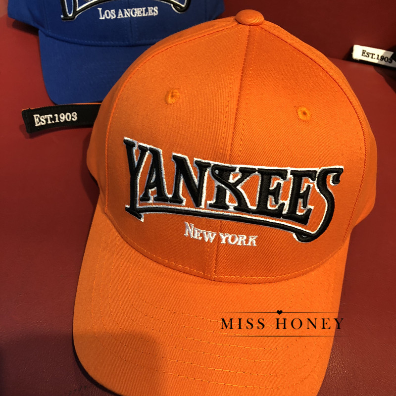 Hàn Quốc MLB quầy 18 mô hình sóng mới cam xanh đen thư rộng mũ 檐 mũ bóng chày cap gậy bóng chày inox	