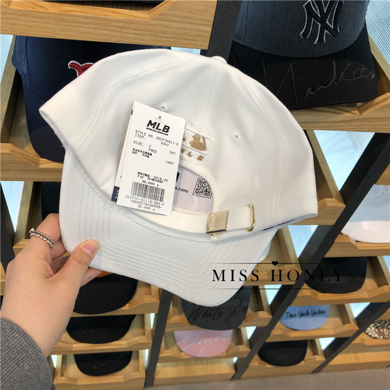 Korea mlb truy cập mũ 檐 thêu màu đen trắng cổ điển mũ bóng chày unisex điều chỉnh nắp mua gậy bóng chày sắt