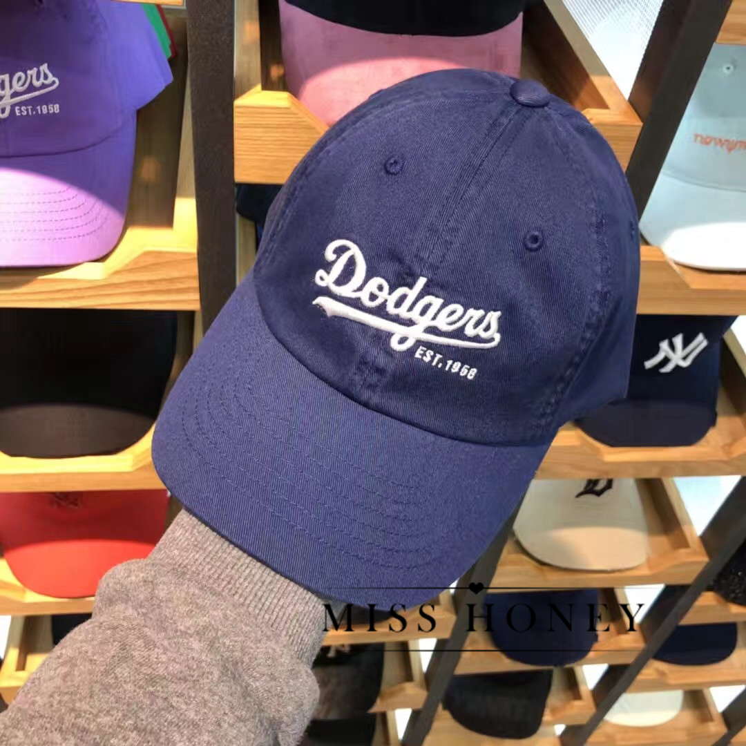 Hàn quốc mlb chính hãng 2018 new thư mềm top solid color mũ bóng chày cap điều chỉnh cong mềm top tím 	quả bóng chày bán