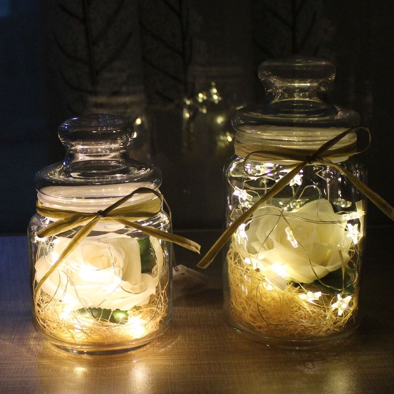 Fresh glass Xu May Bottle Rose Stars Light Strings Small Night Light Girls Love Stars Empty Bottle Folded Paper Stars Bottle