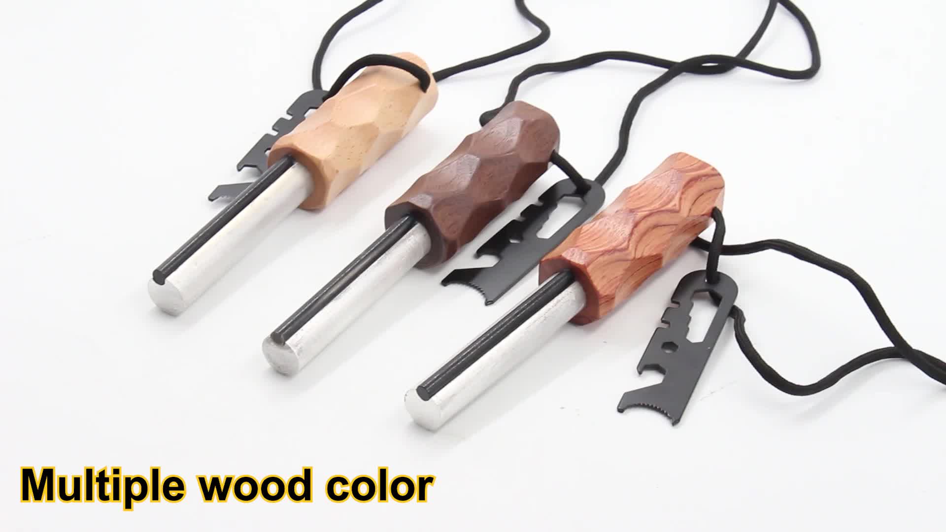 Outdoor Supplies Tactical Firestick Wooden Handle Ferrocerium Magnesium