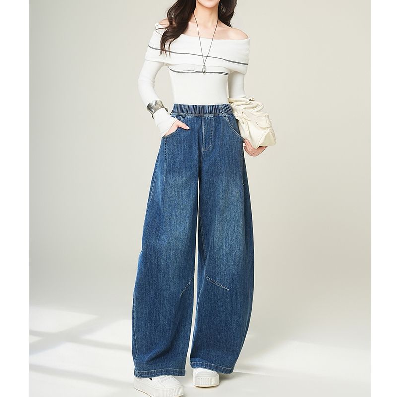 (Commuting Scimitar Jeans) 1918 New Vintage Comfortable and Versatile High-Waisted Slimming Wide-Leg Jeans H