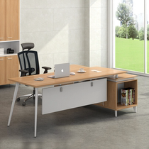 Shanghai office furniture desk steel Wood combined with main management table modern simple panel table and chair combination with side cabinet