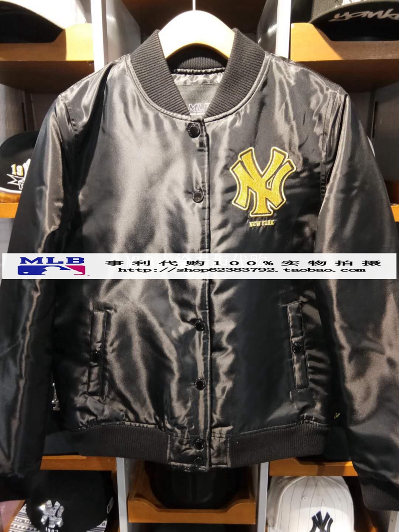 Đồng phục bóng chày MLB mua 17 mùa đông NY vàng tiêu chuẩn nam và nữ thêu áo khoác cotton 61600 61700 - Thể thao sau áo thể thao