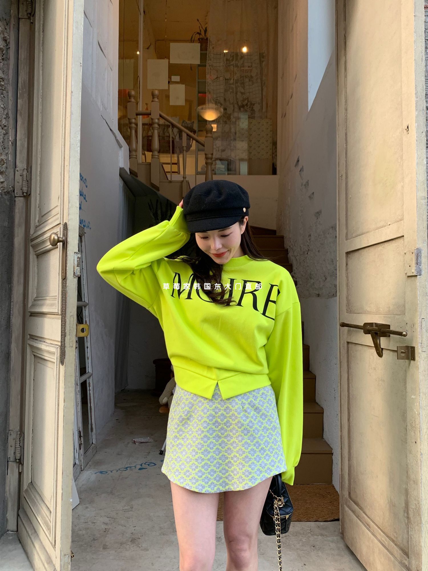 Discount StaySmile Strawberry Household South Korea East Gate Spring Gate Print Short Dress