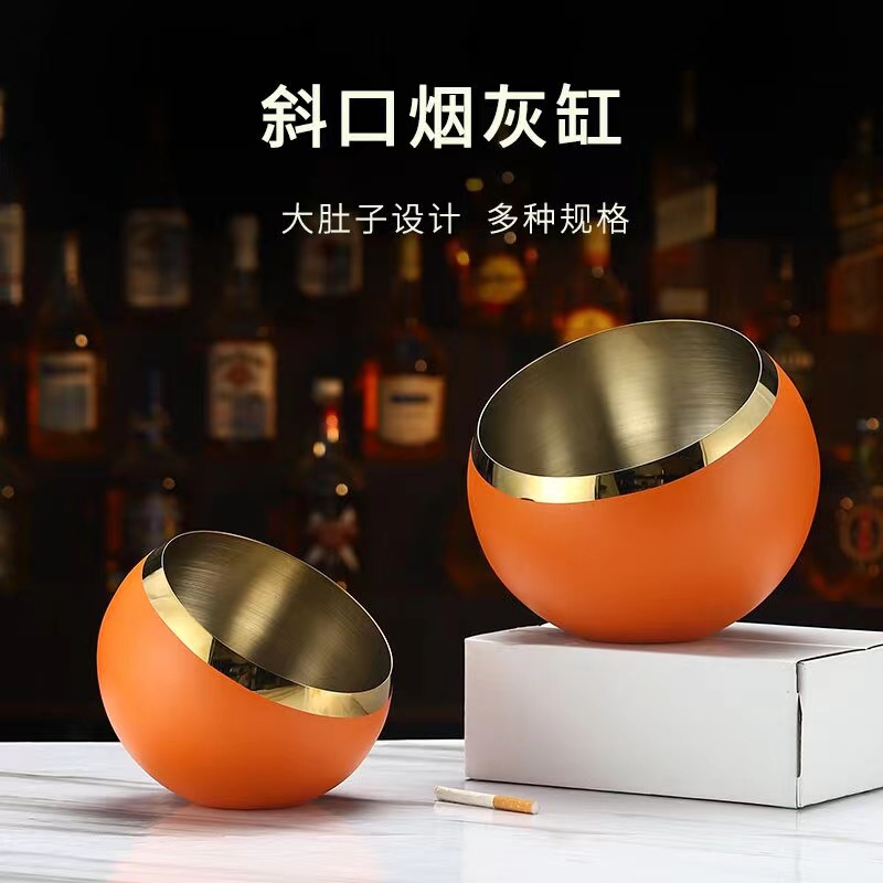 Bar ktv stainless steel ashtray Internet cafe countertop peel cup multi-functional creative ash cup logo can be customized