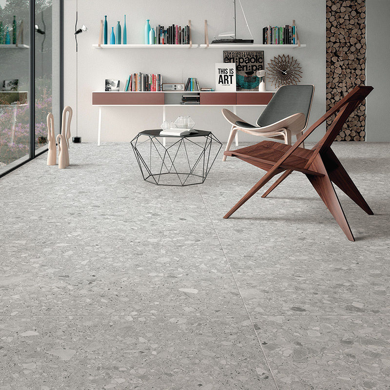 High-quality design sense all-ceramic large-scale gray imitation large-grain terrazzo tiles 750*1500 floor tiles and wall tiles