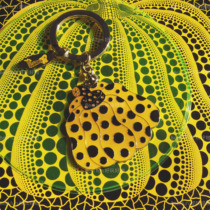Japanese imported-YAYOI KUSAMA metal pumpkin wave point keychain pendant fluorescent color