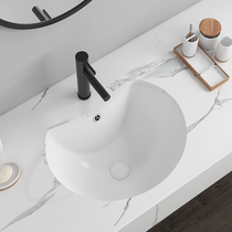 Hanzun table basin Ceramic embedded half moon-shaped simple bathroom wash basin Wash basin Oval basin