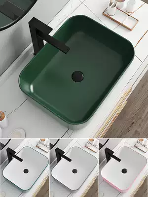 Taiwan pot color art Bowl wash hand wash face Basin small size household rectangular ceramic balcony dressing room single