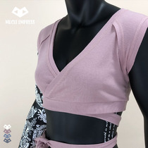 Lightweight breathable and comfortable navel fitness top sports vest round neck belt belt strap dance fitness quick-drying summer